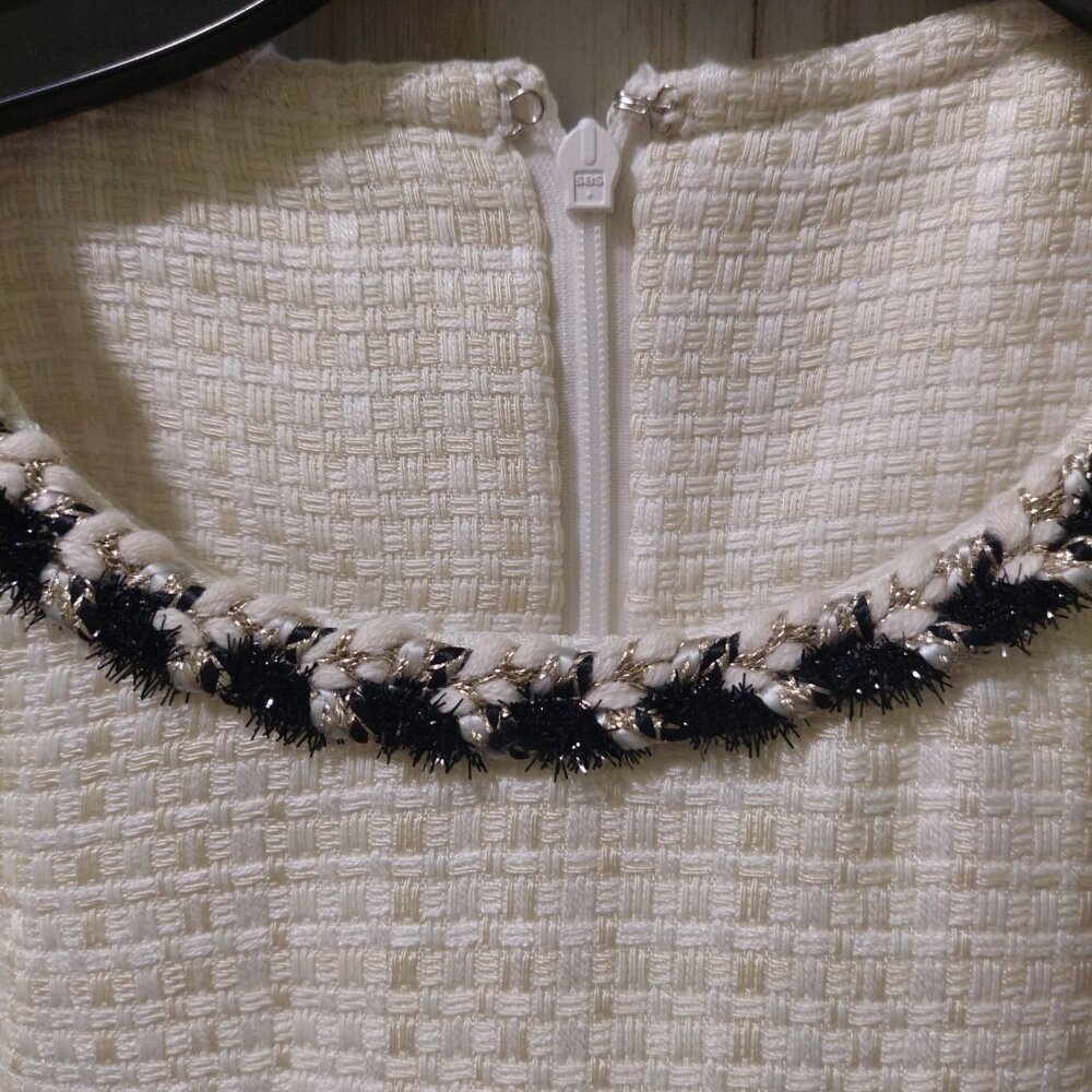 NWT Commense Womens Tweed Sleeveless Dress With Pockets~Metallic Thread Medium - Picture 7 of 9